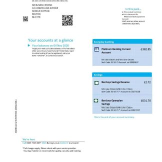 UK Barclays utility bill template in Word and PDF format download template file