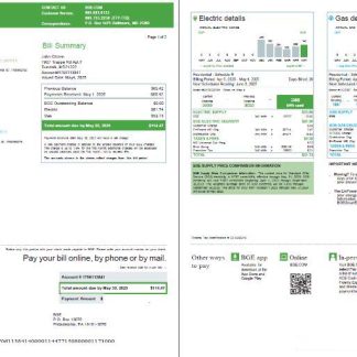 United Kingdom BGE Company utility bill template in Word and PDF formats, 2 pages download template file