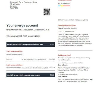UNITED KINGDOM E ON utility bill Word and PDF template download template file