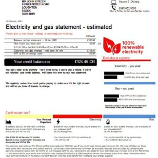 United Kingdom E.ON utility bill template in Word and PDF format, version 3 (2) download template file