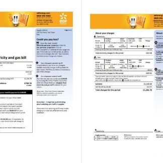 United Kingdom EDF utility bill template in Word and PDF format (3 pages) 1 2 download template file