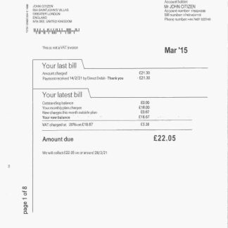 United Kingdom EE phone utility bill template, fully editable in PSD format download template file