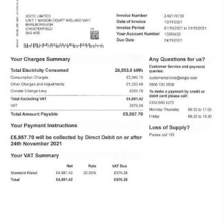 UNITED KINGDOM ENGIE utility bill Word and PDF template download template file