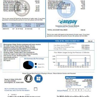 UNITED KINGDOM SEWER & WATER utility bill Word and PDF template download template file