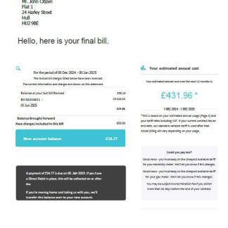 United Kingdom So Energy utility bill template in Word and PDF formats download template file
