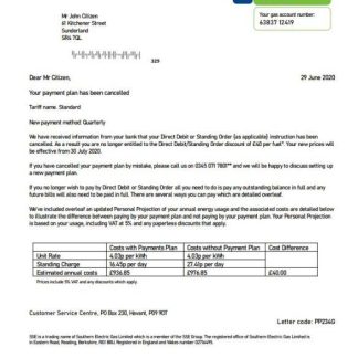 United Kingdom SSE Energy utility bill template in Word and PDF format, version 1 download template file