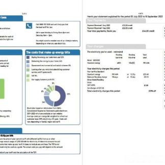 United Kingdom SSE Energy utility bill, Word and PDF template, 4 pages 3 4 download template file
