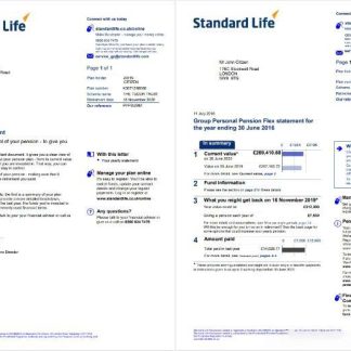 United Kingdom Standard Life utility bill template in Word and PDF format, 7 pages 1 2 download template file