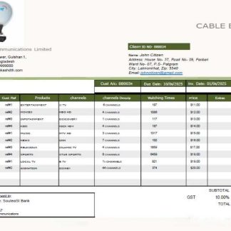Bangladesh Beximco Communications utility bill template in Word and PDF formats download template file