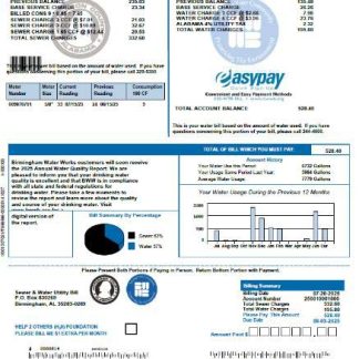 United Kingdom The Birmingham Water Works utility bill template in Word and PDF formats download template file