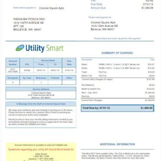 UNITED KINGDOM UTILITY SMART utility bill Word and PDF template download template file