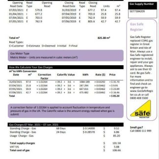 United Kingdom Warwick First Utility bill template in Word and PDF format download template file