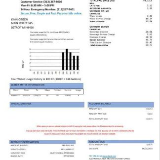 United States Board of water commissioners water utility bill in Word and PDF formats download template file