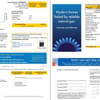 USA Atmos Energy utility bill template in Word and PDF formats, 2 pages download template file
