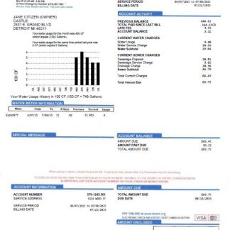 USA Board of Water Commissioners utility bill template in Word and PDF formats download template file