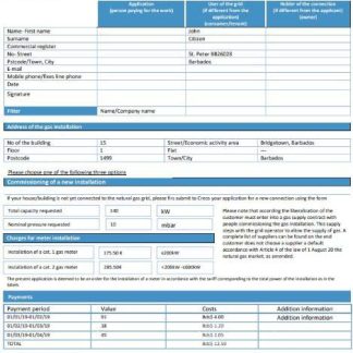 Barbados National Petroleum Corporation of Barbados gas utility bill download template file