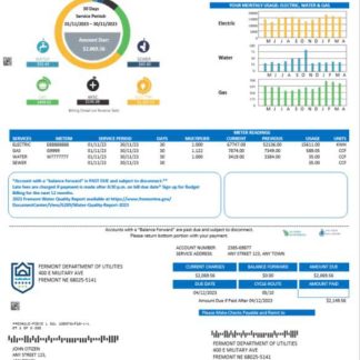USA City of Fremont Nebraska utility bill Word and PDF template download template file