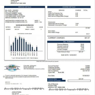 USA City of Missoula utility bill template in Word and PDF format download template file