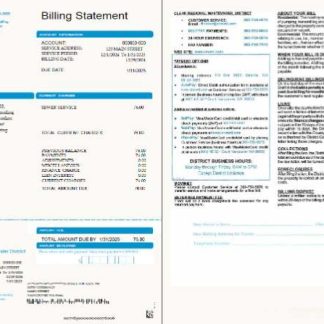 USA Clark Regional Wastewater District utility bill template in Word and PDF formats, 2 pages download template file