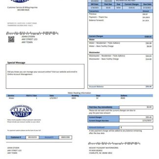 USA Clean Water utility bill template in Word and PDF format download template file