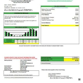 USA Colorado Holy Cross Energy utility bill template in Word and PDF format download template file