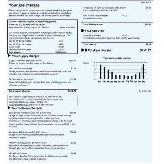 USA Con Edison gas utility bill template in Word and PDF format download template file