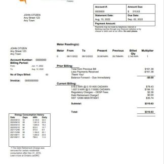 USA Cornwall Electric utility bill template in Word and PDF format download template file