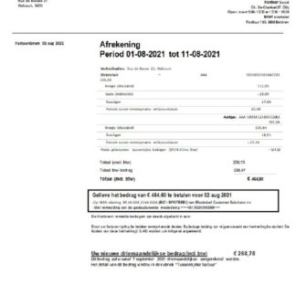 Belgium Electrabel electricity utility bill template, fully editable in Word and PDF format download template file