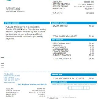 USA CRWWD utility bill Word and PDF template download template file
