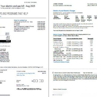 USA Delmarva Power utility bill template in Word and PDF formats, 5 pages, 1 2 pages download template file
