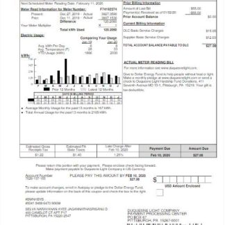 USA DLC utility bill Word and PDF template download template file