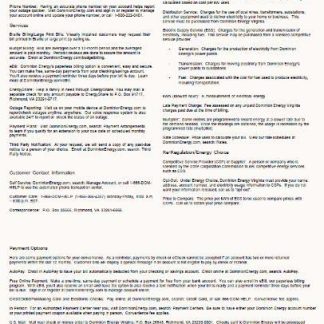 USA Dominion Energy utility bill template in Word and PDF formats, 3 pages, 3rd page download template file