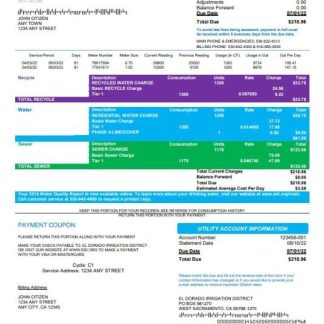 USA EID utility bill template in Word and PDF format download template file
