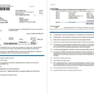 USA Empire District Electric Company utility bill template in Word and PDF format (2 pages) download template file
