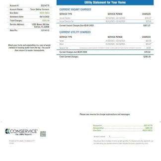USA FLORID A CONSERVICE utility bill Word and PDF template download template file