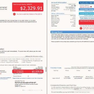 USA Glendale Water and Sewerage Department utility bill template in Word and PDF formats, 2 pages download template file
