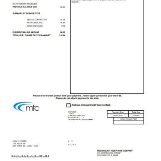 USA Illinois MTC utility bill template in Word and PDF format download template file