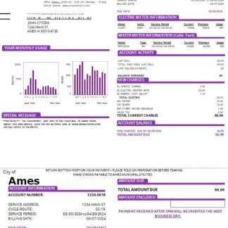 USA Iowa City of Ames utility bill scr download template file