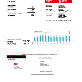 USA Kentucky electricity utility bill template in Word and PDF format download template file