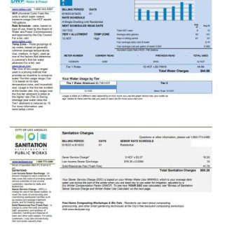 USA LA DWP utility bill template in Word and PDF format download template file