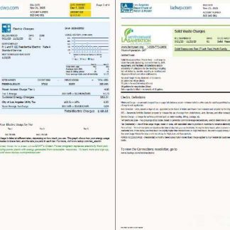 USA LA DWP utility bill template in Word and PDF formats, 4 pages, version 2, 3 4 pages download template file