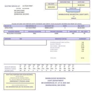 USA Marblehead Municipal Light Department utility bill template in Word and PDF format download template file