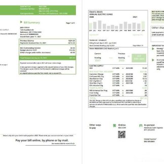 USA Maryland Baltimore Gas and Electric (BGE) utility bill template in Word and PDF format (2 pages) download template file
