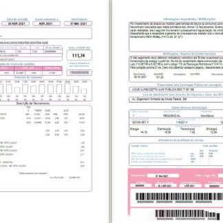 Brazil ENEL electricity utility bill (2 pages) download template file