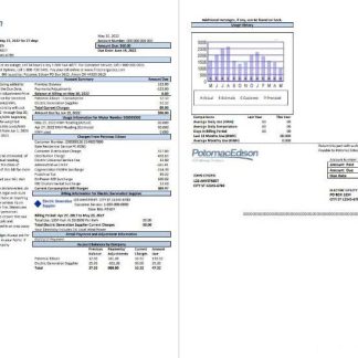 USA Maryland Potomac Edison utility bill, Word and PDF template, 2 pages download template file