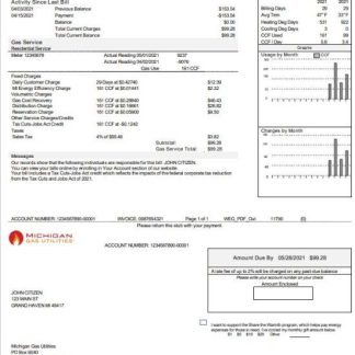 USA Michigan Gas Utilities utility bill template in Word and PDF format version 2 download template file