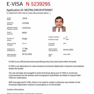 Armenia e visa template in Word and PDF formats download template file