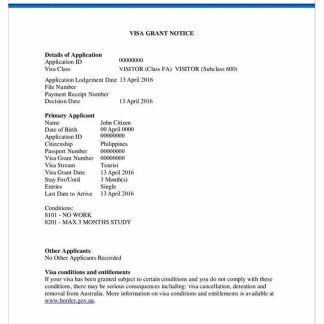 AUSTRALIA e visa download template file