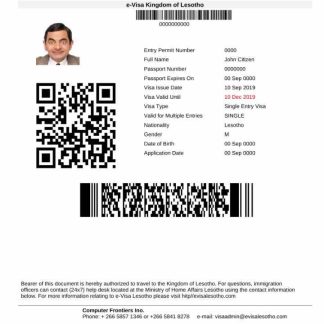 Lesotho e visa in Word and PDF template download template file