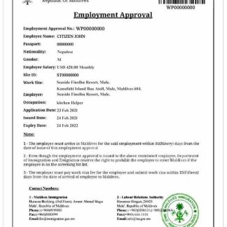 MALDIVES e visa download template file